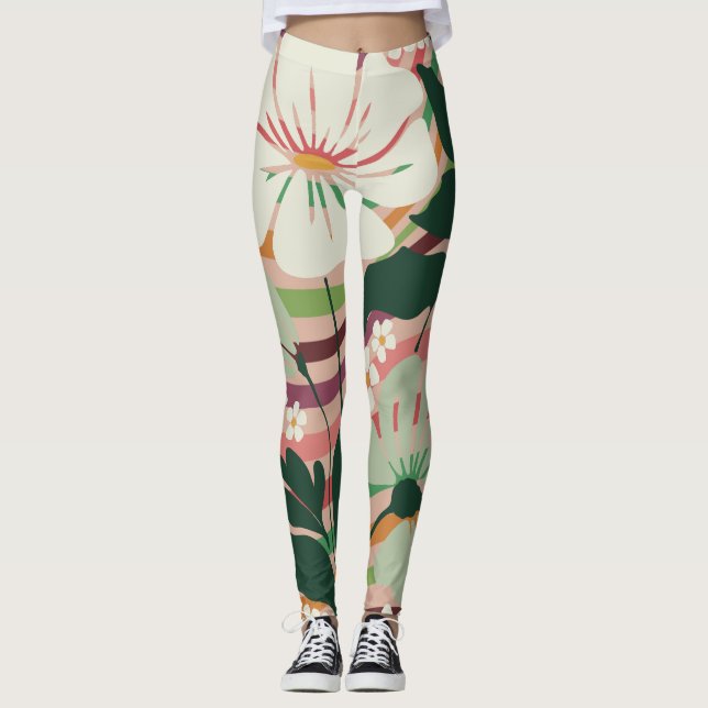 Boho Natureza ama Leggings florais (Frente)
