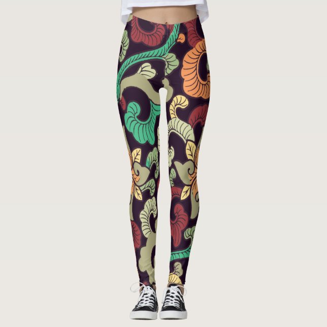 Boho Natureza floral, asian boho zen — leggings (Frente)