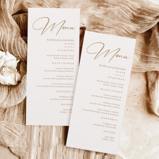 Boho Neutral Champagne Menu Casamento