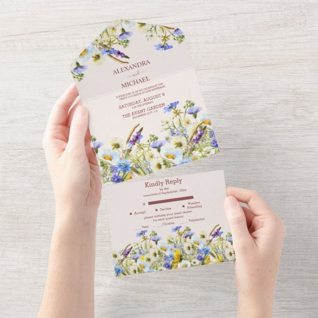 Boho Neutro Flores Silvestres Aquarela Casamento (Tearaway)