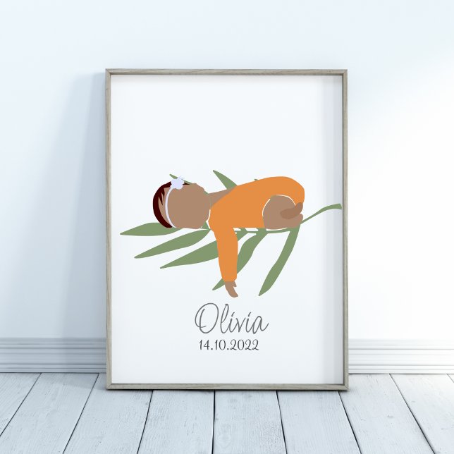Boho Newborn Baby Girl Name Nursery Poster (Criador carregado)