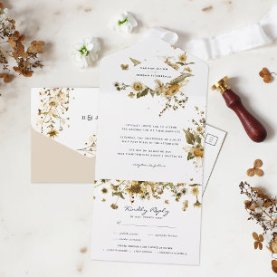 Boho Outono Flor Silvestre Casamento Botânico