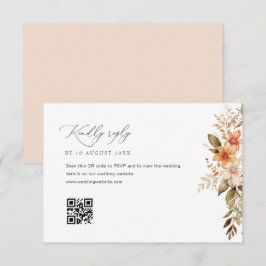 boho outono outono floral cartão RSVP de casamento
