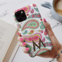 Boho Paisley Multicolor padrão monograma menina