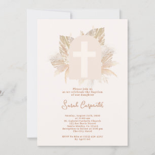 Boho Pampas Baptism convite