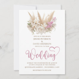 Boho Pampas e Orquídea Foil de Convite
