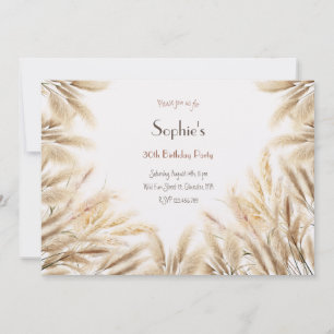 Boho pampas erva adulta Convite de aniversário