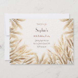 Boho pampas erva adulta Convite de aniversário