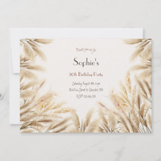 Boho pampas erva adulta Convite de aniversário
