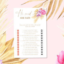 Boho Pampas Floral Ele disse que ela disse jogo de