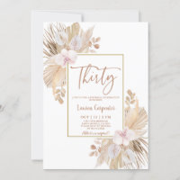 Boho Pampas Grass aniversário de 30 anos Convite
