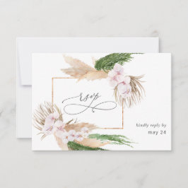 Boho Pampas Grass Beach w RSVP Placa de RSVP de Re