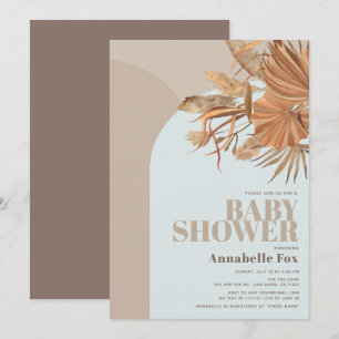 Boho Pampas Grass Blue Chá de fraldas Convite