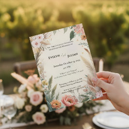 Boho Pampas Grass Convite Floral Para Casamento