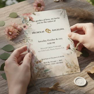 Boho Pampas Grass Convite Floral Para Casamento