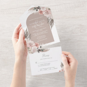 Boho Pampas Grass Earth Tones Casamento Floral
