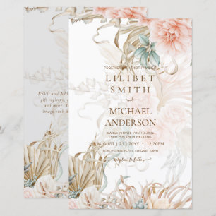 BoHO Pampas Grass Floral Coral Sage Casamento