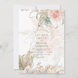 BoHO Pampas Grass Floral Coral Sage Casamento