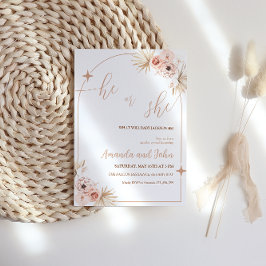 Boho Pampas Grass Gênero Convite de festas Revelaç