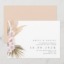 Boho Pampas Grass Novo Convite para Data de Casame