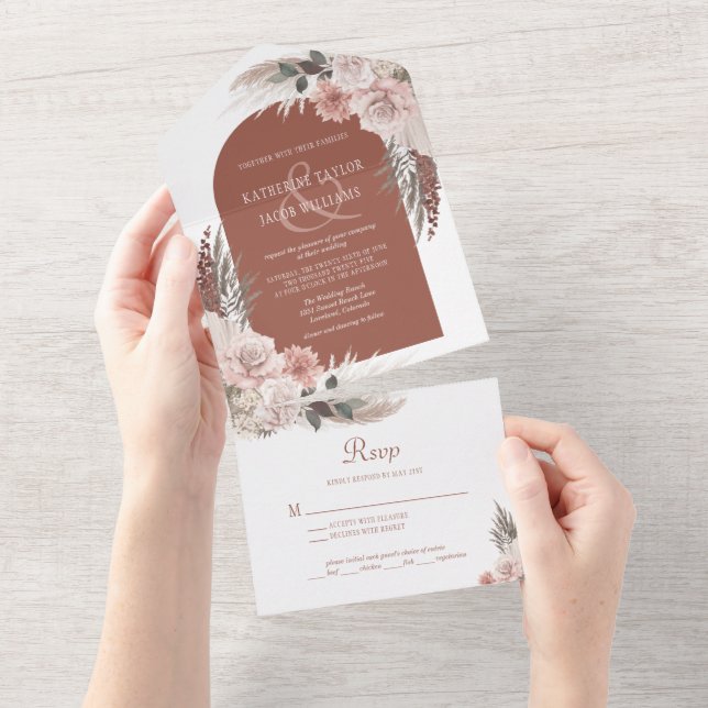 Boho Pampas Grass Terracotta Casamento (Tearaway)