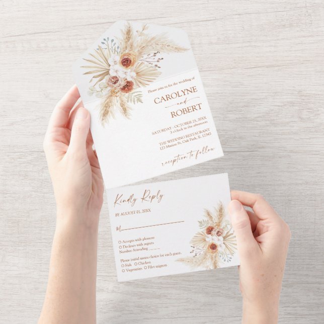 Boho Pampas Grass Terracotta Tudo Em Um Casamento (Tearaway)