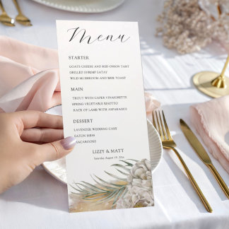 Boho Pampas Grass Wedding Menu