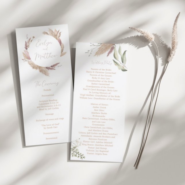 Boho Pampas Grass Weding Program - Pampagrass (Criador carregado)