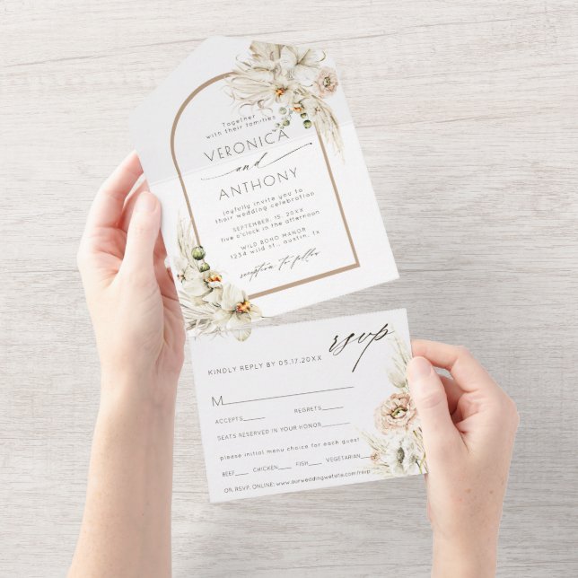 Boho Pampas Orquídea Floral Casamento (Tearaway)