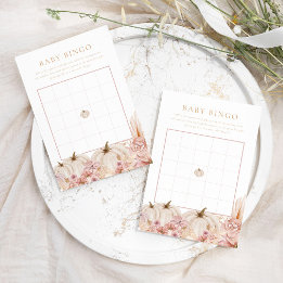 Boho Pampas Rosa Pumpkin Baby Bingo Game