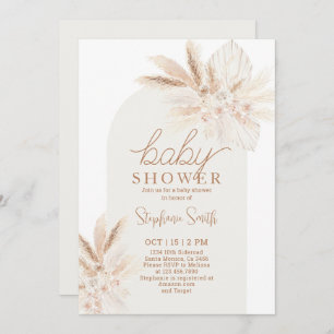 Boho Pampas Sexo Convite para Chá de fraldas Neutr