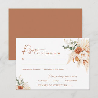 Boho Pampas Terracotta Casamento RSVP Card LEYLA