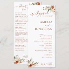 Boho Pampas Terracotta Programa Casamento Cartão L