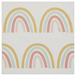 Boho Pastel Rainbow Natural Ivory Linen Tecido
