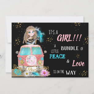 * Boho Peace & Love Hippie Baby GIRL Convite