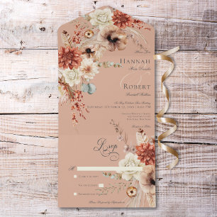 Boho Peach & Rust Floral & Feather Peach No Janto