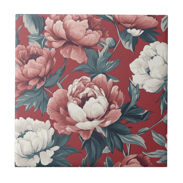 Boho Peonies Azulejos Cerâmicos Para Pavimento Dom (Frente)