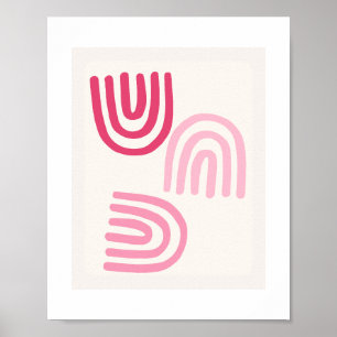 Boho Pink Minimalista poster de arte de parede