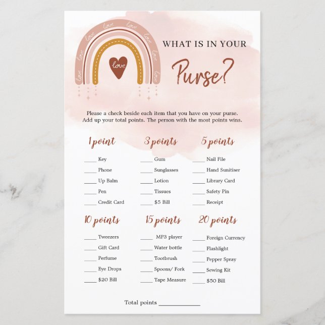 Boho Pink Rainbow O que há no seu jogo de bolsa (Frente)