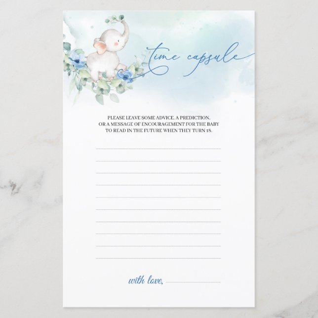 Boho poeirento flores azuis rapaz elefante Tempo C (Frente)