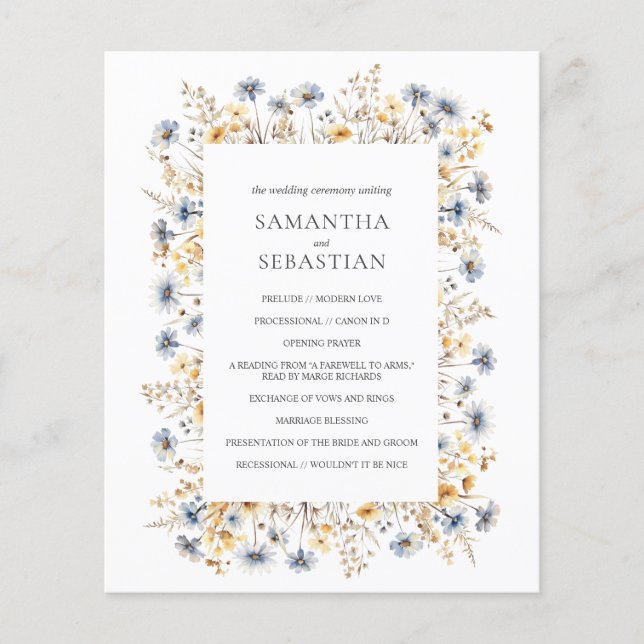 Boho Primavera Wildflower | Programa de Casamento  (Frente)