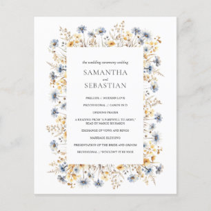 Boho Primavera Wildflower Programa de Casamento