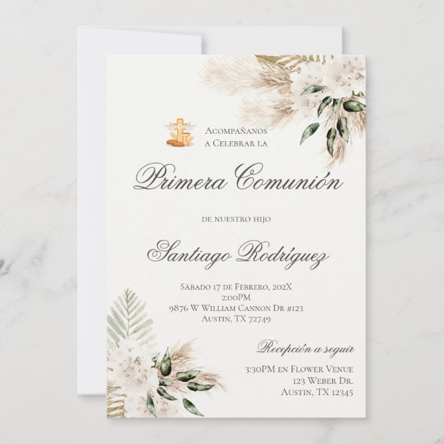 Boho Primeiro Convite à Comunicação em Espanhol (Frente)