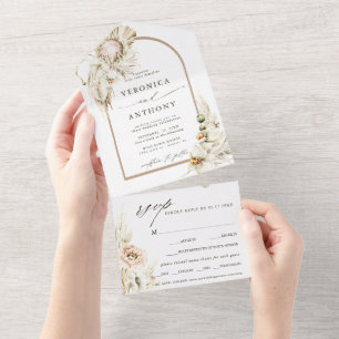 Boho Protea Pampas Grass Casamento Floral