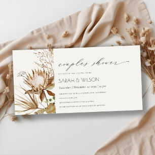 Boho Protea Seca Palm Casais Florais Convite