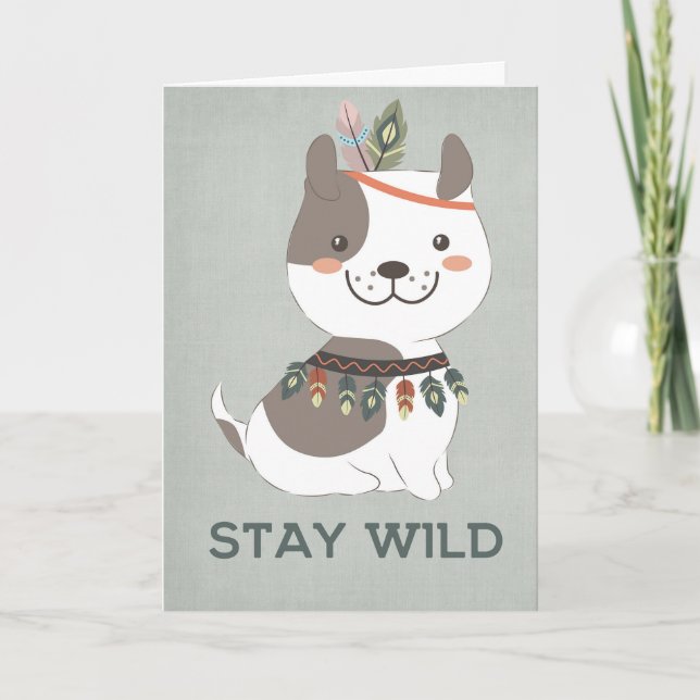 Boho Puppy Dog - Fique Selvagem - Cartão Saudável (Frente)