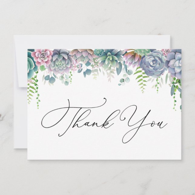 Boho Purple e Green Succult Obrigado (Frente)