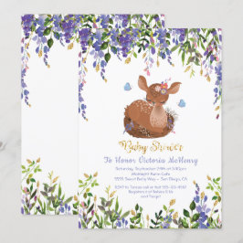 Boho Purple Floral Baby Chá Convite