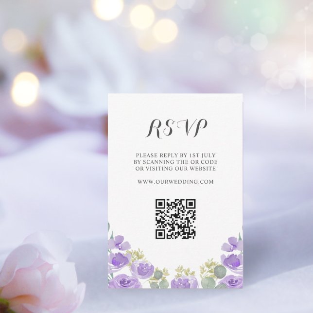 Boho Purple Floral Watercolor Casamento RSVP (Criador carregado)