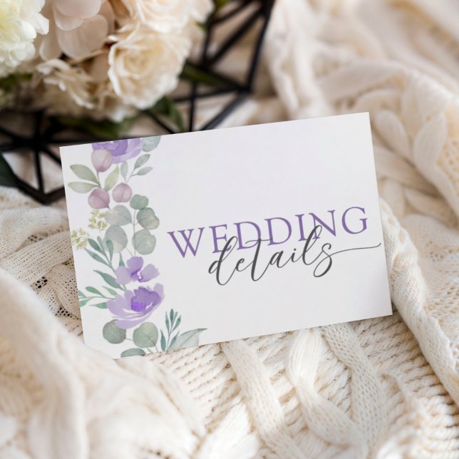 Boho Purple Floral Watercolor Wedding RSVP (Criador carregado)